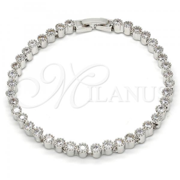 Rhodium Plated Tennis Bracelet, with White Cubic Zirconia, Polished, Rhodium Finish, 03.210.0019.1.08