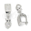 Sterling Silver Dangle Earring, with Black and White Micro Pave, Polished, Rhodium Finish, 02.186.0080