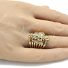 Oro Laminado Multi Stone Ring, Gold Filled Style Angel Design, with White Cubic Zirconia, Polished, Golden Finish, 01.60.0001.09 (Size 9)