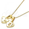 Oro Laminado Fancy Pendant, Gold Filled Style Heart and Love Design, with White Cubic Zirconia, Polished, Golden Finish, 05.179.0054