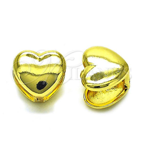 Oro Laminado Huggie Hoop, Gold Filled Style Heart Design, Polished, Golden Finish, 02.341.0174.12