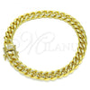 Oro Laminado Basic Bracelet, Gold Filled Style Miami Cuban Design, Polished, Golden Finish, 03.278.0001.08