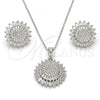 Sterling Silver Earring and Pendant Adult Set, with White Cubic Zirconia, Polished, Rhodium Finish, 10.286.0002