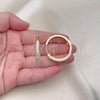 Oro Laminado Huggie Hoop, Gold Filled Style Baguette Design, with White Cubic Zirconia, Polished, Golden Finish, 02.210.0105.35