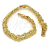 Gold Tone Fancy Bracelet, Butterfly Design, Diamond Cutting Finish, Golden Finish, 03.100.0025.08