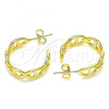 Oro Laminado Stud Earring, Gold Filled Style Puff Mariner Design, Polished, Golden Finish, 02.163.0154.20