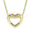 Oro Laminado Pendant Necklace, Gold Filled Style Heart Design, with Garnet Micro Pave, Polished, Golden Finish, 04.156.0329.2.20