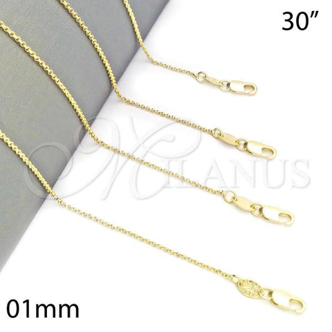 Oro Laminado Basic Necklace, Gold Filled Style Rolo Design, Polished, Golden Finish, 04.65.0180.30