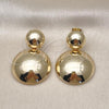 Oro Laminado Dangle Earring, Gold Filled Style Ball and Hollow Design, Polished, Golden Finish, 02.411.0042