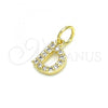 Oro Laminado Fancy Pendant, Gold Filled Style Initials Design, with White Cubic Zirconia, Polished, Golden Finish, 05.341.0024