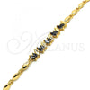 Oro Laminado Fancy Bracelet, Gold Filled Style with Black Cubic Zirconia, Polished, Golden Finish, 03.210.0100.1.07