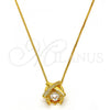 Gold Tone Pendant Necklace, with White Cubic Zirconia and White Micro Pave, Polished, Golden Finish, 04.213.0022.16.GT