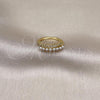Oro Laminado Multi Stone Ring, Gold Filled Style with Ivory Pearl and White Micro Pave, Polished, Golden Finish, 01.196.0019