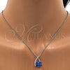 Rhodium Plated Pendant Necklace, with Bermuda Blue and Aurore Boreale Swarovski Crystals, Polished, Rhodium Finish, 04.239.0039.3.16