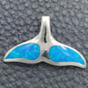 Sterling Silver Fancy Pendant, Fish Design, with Bermuda Blue Opal, Polished, Silver Finish, 05.391.0005