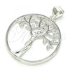 Sterling Silver Fancy Pendant, Tree Design, with White Micro Pave, Polished,, 05.398.0063