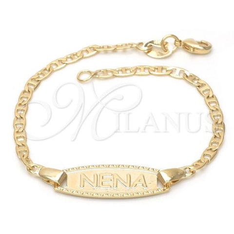 Oro Laminado ID Bracelet, Gold Filled Style Mariner Design, Golden Finish, 03.32.0105.06