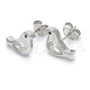 Sterling Silver Stud Earring, Bird Design, with Black and White Cubic Zirconia, Polished, Rhodium Finish, 02.336.0021