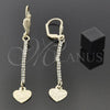Oro Laminado Long Earring, Gold Filled Style Heart Design, with  Cubic Zirconia, Golden Finish, 5.084.010