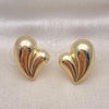 Oro Laminado Stud Earring, Gold Filled Style Heart and Hollow Design, Polished, Golden Finish, 02.163.0309