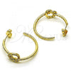 Oro Laminado Medium Hoop, Gold Filled Style Love Knot Design, with White Micro Pave, Polished, Golden Finish, 02.210.0793.30