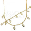 Oro Laminado Necklace and Bracelet, Gold Filled Style Leaf Design, Polished, Golden Finish, 06.63.0206