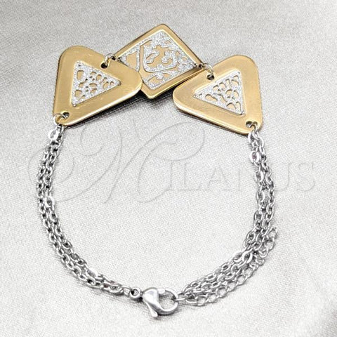 Stainless Steel Fancy Bracelet, Polished, Two Tone, 03.63.22123.07