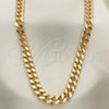 Oro Laminado Basic Necklace, Gold Filled Style Miami Cuban Design, Polished, Golden Finish, 04.63.1399.24