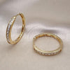 Oro Laminado Huggie Hoop, Gold Filled Style Baguette Design, with White Cubic Zirconia, Polished, Golden Finish, 02.210.0106.35