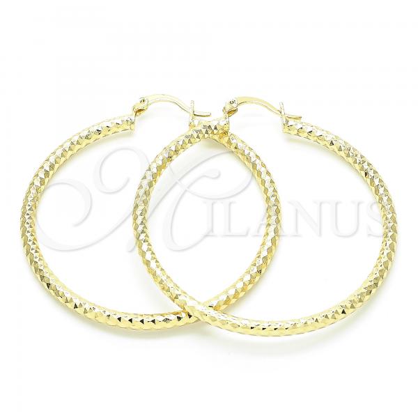 Oro Laminado Large Hoop, Gold Filled Style Diamond Cutting Finish, Golden Finish, 02.213.0154.50