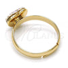 Oro Laminado Multi Stone Ring, Gold Filled Style Heart Design, with Aurore Boreale Swarovski Crystals, Polished, Golden Finish, 01.239.0002.6 (One size fits all)