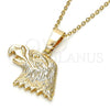 Oro Laminado Fancy Pendant, Gold Filled Style Eagle Design, Diamond Cutting Finish, Golden Finish, 5.182.008