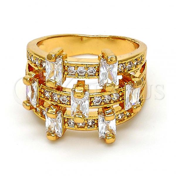 Oro Laminado Multi Stone Ring, Gold Filled Style with White Cubic Zirconia, Polished, Golden Finish, 01.260.0001.08.GT (Size 8)