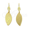 Oro Laminado Dangle Earring, Gold Filled Style Leaf Design, Matte Finish, Golden Finish, 5.074.010