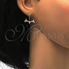 Oro Laminado Dangle Earring, Gold Filled Style with White Cubic Zirconia, Polished, Golden Finish, 02.156.0177