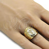 Oro Laminado Mens Ring, Gold Filled Style Polished, Golden Finish, 01.185.0009.11 (Size 11)