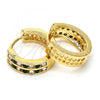 Oro Laminado Huggie Hoop, Gold Filled Style with Green and White Crystal, Polished, Golden Finish, 02.165.0137.5.15