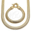 Oro Laminado Necklace and Bracelet, Gold Filled Style Chunky Design, Polished, Golden Finish, 06.179.0001