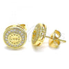 Oro Laminado Stud Earring, Gold Filled Style Heart Design, with White Micro Pave, Polished, Golden Finish, 02.156.0482