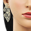 Oro Laminado Stud Earring, Gold Filled Style Butterfly Design, Polished, Golden Finish, 02.213.0668
