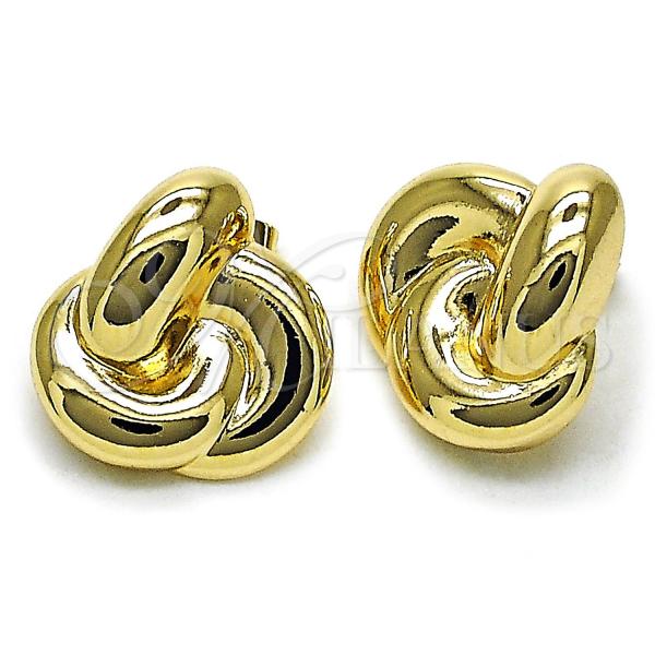 Oro Laminado Stud Earring, Gold Filled Style Love Knot Design, Polished, Golden Finish, 02.163.0369