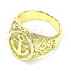 Oro Laminado Mens Ring, Gold Filled Style Anchor Design, Polished, Golden Finish, 01.283.0023.12 (Size 12)