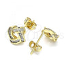 Oro Laminado Stud Earring, Gold Filled Style Love Knot Design, with White Cubic Zirconia, Polished, Golden Finish, 02.342.0147