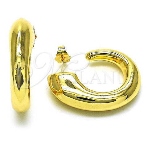 Oro Laminado Stud Earring, Gold Filled Style Hollow Design, Polished, Golden Finish, 02.163.0291
