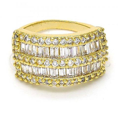 Oro Laminado Multi Stone Ring, Gold Filled Style with White Cubic Zirconia and White Micro Pave, Polished, Golden Finish, 01.99.0026.08 (Size 8)