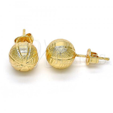 Oro Laminado Stud Earring, Gold Filled Style Matte Finish, Golden Finish, 02.100.0060