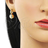 Oro Laminado Stud Earring, Gold Filled Style Ball Design, Polished, Golden Finish, 02.428.0001