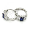 Rhodium Plated Huggie Hoop, with Sapphire Blue and White Cubic Zirconia, Polished, Rhodium Finish, 02.237.0025.5.15