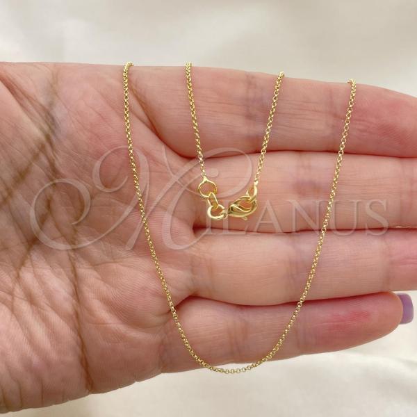 Oro Laminado Basic Necklace, Gold Filled Style Rolo Design, Polished, Golden Finish, 04.02.0020.16