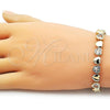 Oro Laminado Tennis Bracelet, Gold Filled Style Heart Design, with White Cubic Zirconia, Polished, Golden Finish, 03.213.0335.08